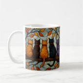 Mug Cinq chats sur une branche d'arbre de style vitrai (Gauche)