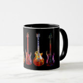Mug Cinq guitares colorées (Devant droit)