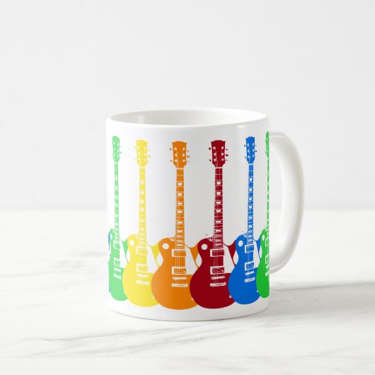 Mug Cinq guitares électriques colorées (Devant droit)