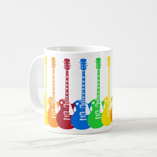 Mug Cinq guitares électriques colorées  (Devant gauche)