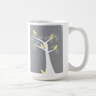 Mug Cinq oiseaux jaunes dans une boue d'arbre