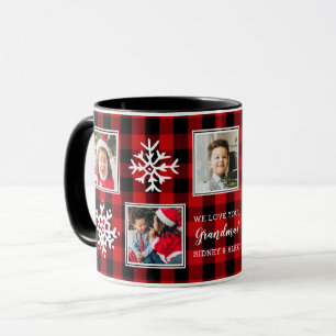 Mug Cinq rouge   des flocons de neige   du plaid   de