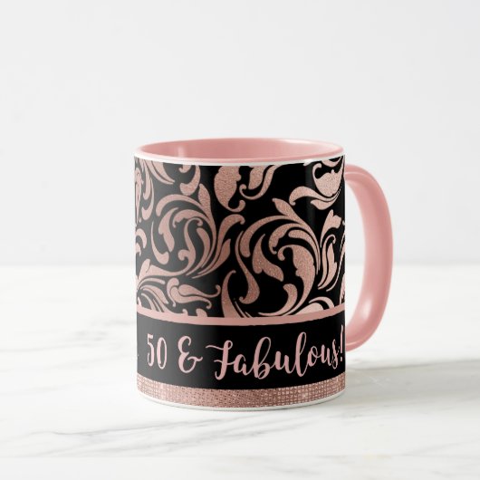 Mug Cinquante et fabuleux damas d'or rose 50e annivers (Devant droit)