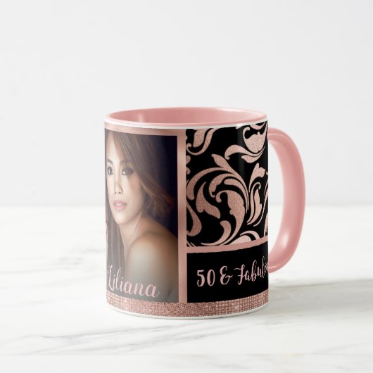 Mug Cinquante et fabuleux damas d'or rose 50e annivers (Devant droit)