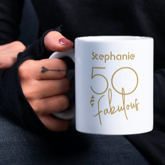 Mug Cinquante et fabuleux script or 5e anniversaire mo