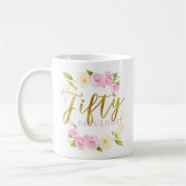 Mug Cinquante et rose floral fabuleux d'or (Gauche)