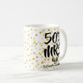 Mug Cinquantième confettis de coeurs d'or (Devant droit)
