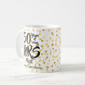 Mug Cinquantième confettis de coeurs d'or (Devant gauche)