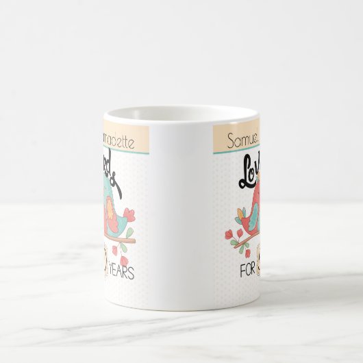 Mug cinquantième Perruches d'anniversaire de mariage (Centre)