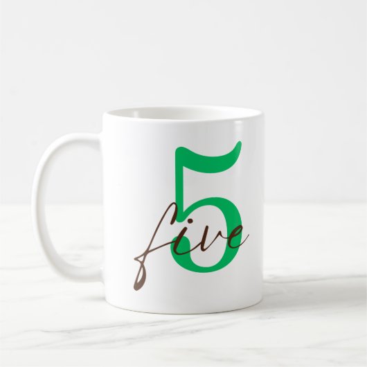 Mug Cinquième anniversaire avec personnalisation (Gauche)