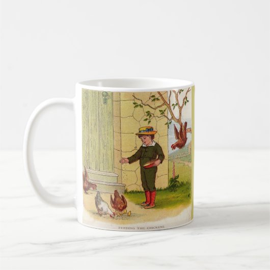 Mug circa 1900 alimentant les poulets (Gauche)