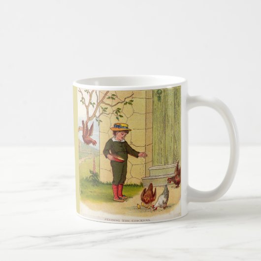 Mug circa 1900 alimentant les poulets (Droite)