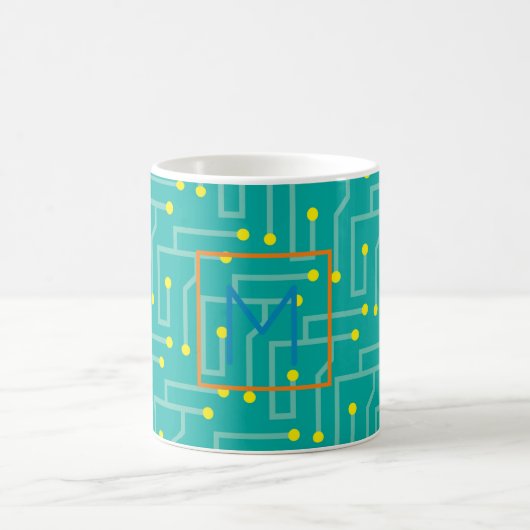 Mug Circuit Board INITIAL Mod Computer Tech Fun (Centre)