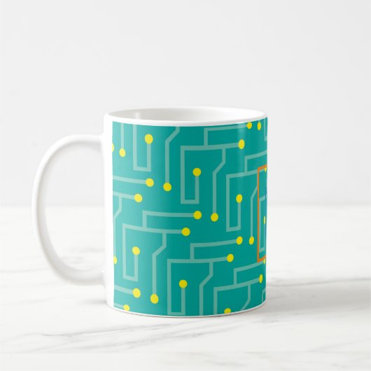 Mug Circuit Board INITIAL Mod Computer Tech Fun (Gauche)