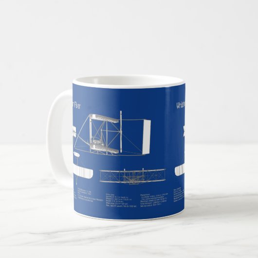 Mug Circulaire Wright - Plan de dessin du plan d'avion (Devant gauche)
