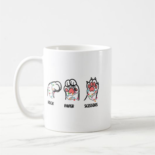 Mug Ciseaux de papier rocheux Pâtes de chat Noël Amour (Gauche)