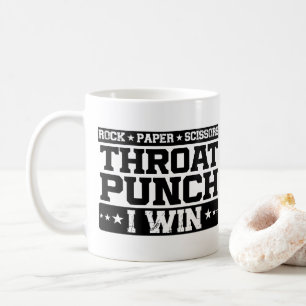Mug Ciseaux de papier rock Throat Punch I Win, Drôle