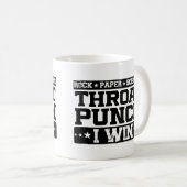 Mug Ciseaux de papier rock Throat Punch I Win, Drôle (Devant droit)