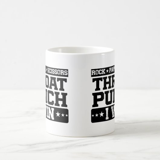 Mug Ciseaux de papier rock Throat Punch I Win, Drôle (Centre)