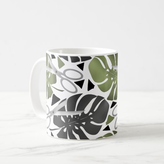 Mug ciseaux feuilles de monstera impression tropicale (Devant gauche)