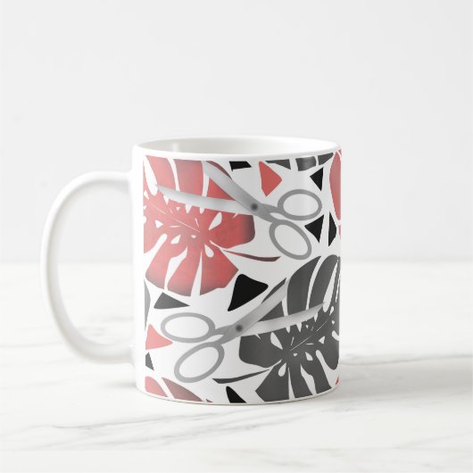 Mug ciseaux feuilles de monstera impression tropicale (Gauche)