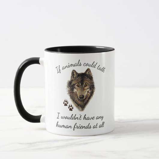 Mug Citation amusante des amis animaux inspirés Wolf (Gauche)