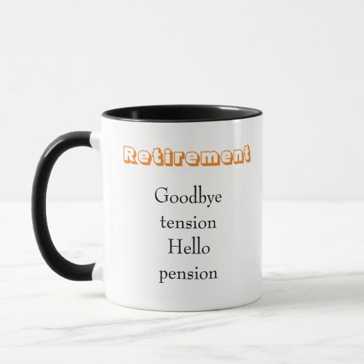 Mug Citation amusante Retraitée Adieu tension Bonjour  (Gauche)
