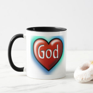 Mug Citation Biblique Dieu sur le CŒUR