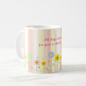 Mug Citation chrétienne de rayure et de fleur de rose (Devant gauche)