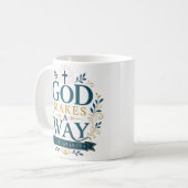 Mug Citation Chrétienne Dieu Crée Un Chemin (Devant gauche)