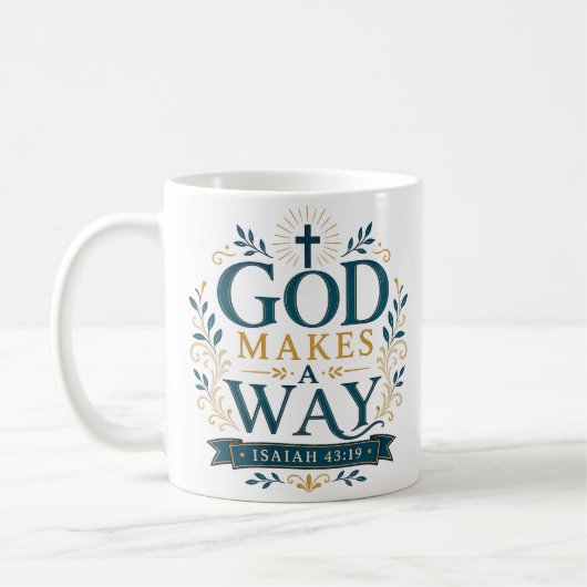 Mug Citation Chrétienne Dieu Crée Un Chemin (Gauche)