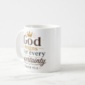 Mug Citation chrétienne Dieu règne sur chaque incertit (Devant gauche)