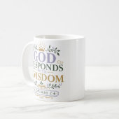 Mug Citation chrétienne Dieu répond avec sagesse (Devant gauche)