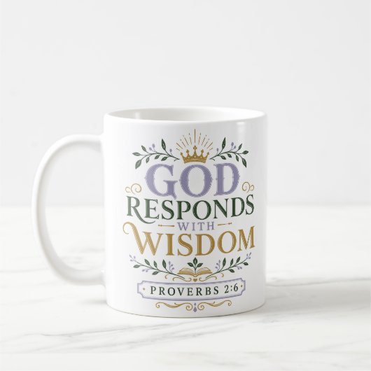 Mug Citation chrétienne Dieu répond avec sagesse (Gauche)