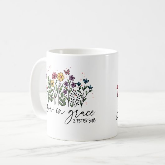 Mug Citation Chrétienne Florale Grace (Devant gauche)