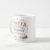 Mug Citation Chrétienne : La Prière Apaise Les Pensées (Devant gauche)