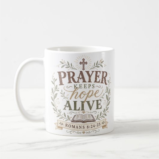 Mug Citation chrétienne 'La prière garde l'espérance v (Gauche)