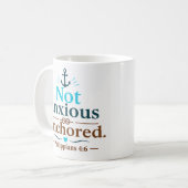 Mug Citation chrétienne moderne ancrée non anxieuse (Devant gauche)