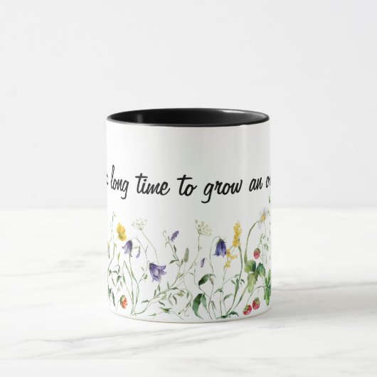 Mug Citation d'amitié et Fleurs sauvages en blanc (Centre)