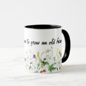 Mug Citation d'amitié et Fleurs sauvages en blanc (Devant droit)