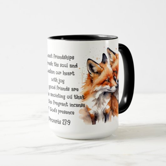 Mug Citation d'amitié mignonne ami Foxes Proverbes (Devant droit)