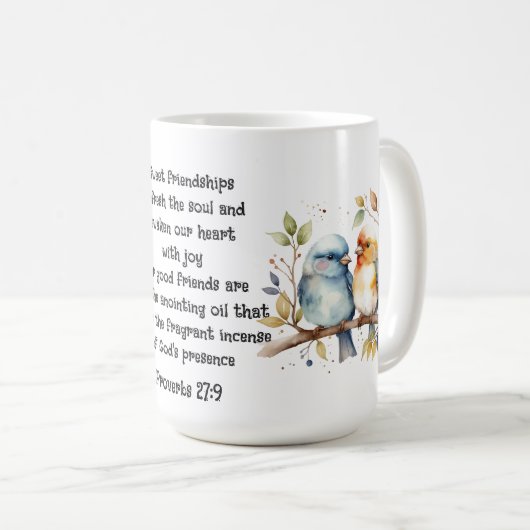 Mug Citation d'amitié mignonne Oiseaux proverbes (Devant droit)