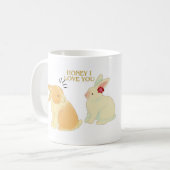 Mug Citation d'amour mignonne Bunny Couple - "Chéri, j (Devant gauche)
