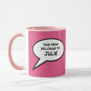 Mug Citation de bulle vocale personnalisée rose