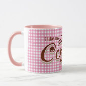 Mug citation de café amusante sur en vichy rose (Gauche)