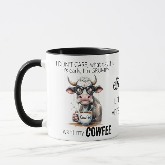 Mug Citation De Café Drôle De Vache (Gauche)