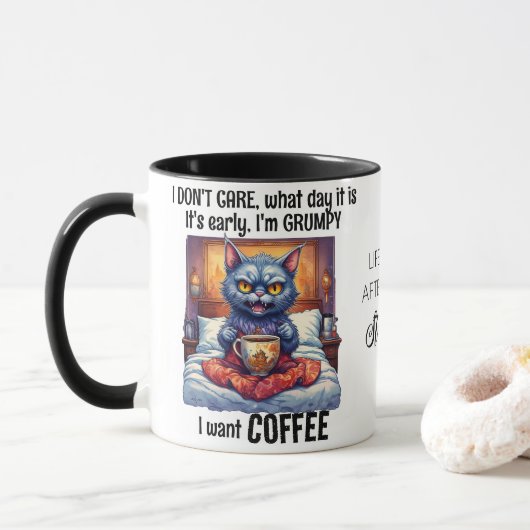 Mug Citation de café en colère grumpy (Avec donut)