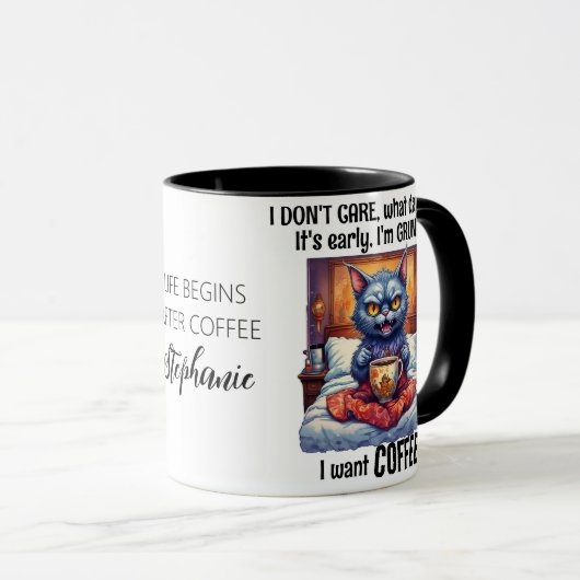 Mug Citation de café en colère grumpy (Devant droit)