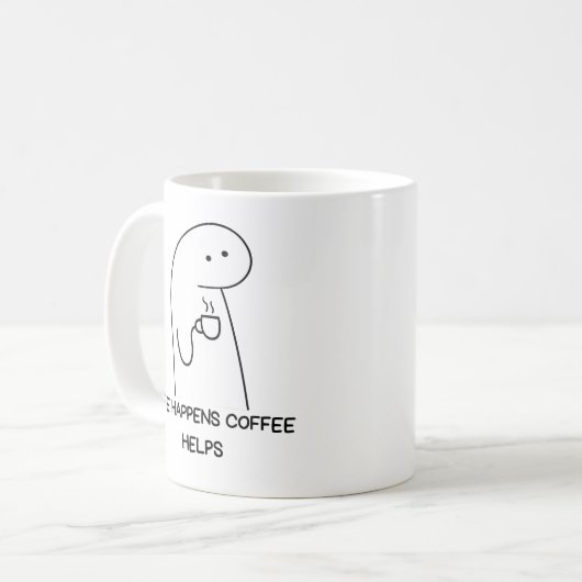 Mug Citation De Café, La Vie Se Passe, Café Aide (Devant gauche)
