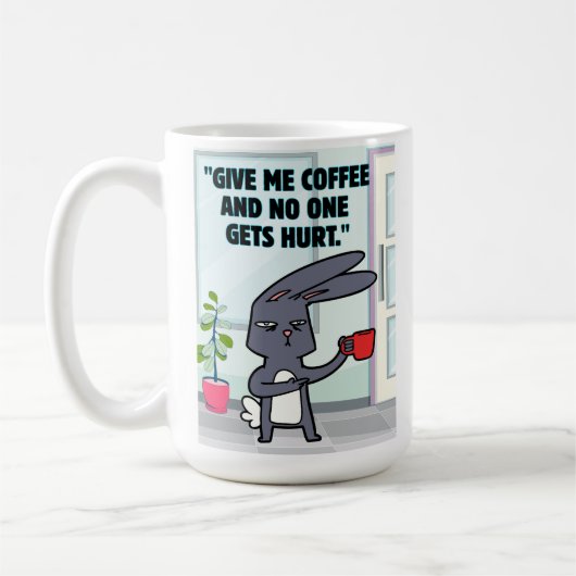 Mug citation de café lapin (Gauche)